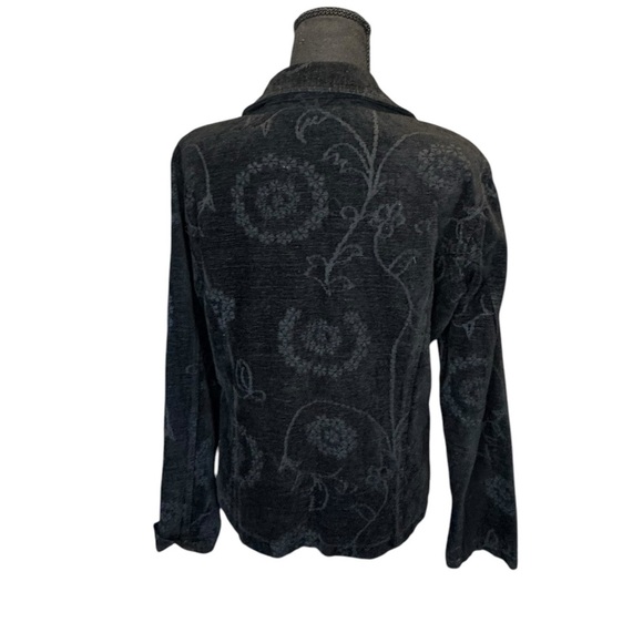 Vintage Velvet Jacket Black Floral Boho Artsy Cottagecore Dark Academia Medium - Picture 5 of 10